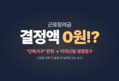 근로장려금 결정액 0원 — 단독가구 판정 이의신청 경정청구